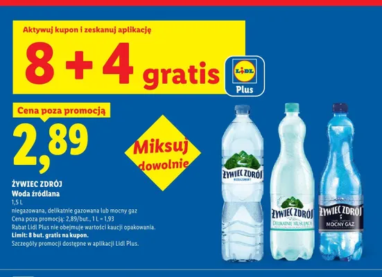 Woda źródlana Żywiec Zdrój niegazowana promocja w Lidl