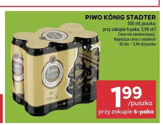 Piwo König Stadter 6-pak 500 ml promocja w Stokrotka