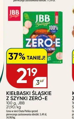 Kiełbaski Śląskie z szynki Zero-E JBB promocja w Chata Polska