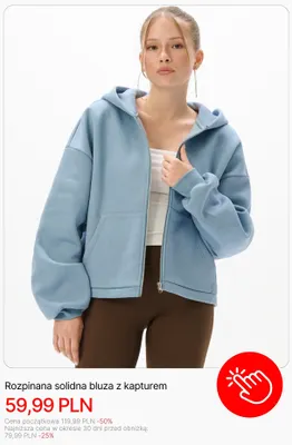 Rozpinana solidna bluza z kapturem Cropp promocja w Cropp