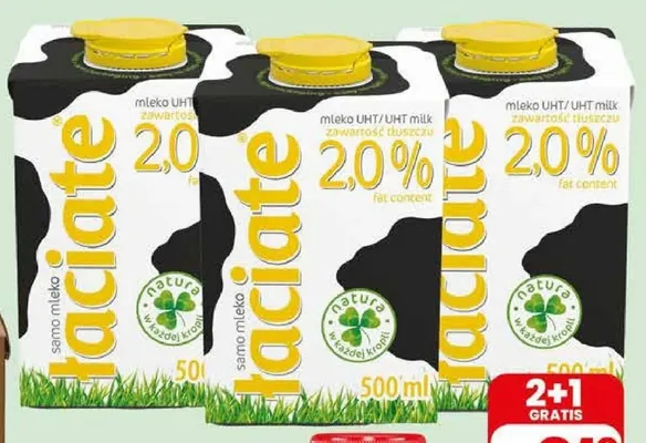 Mleko UHT Łaciate 2,0% promocja w Dino