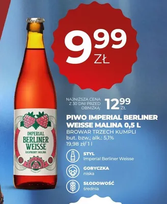 Piwo Imperial Berliner Weisse Malina Trzech Kumpli promocja w Duży Ben