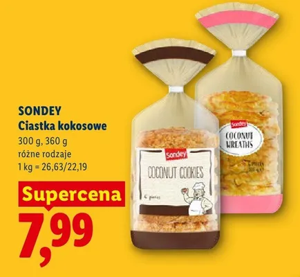 Ciastka kokosowe SONDEY Coconut Cookies promocja w Lidl