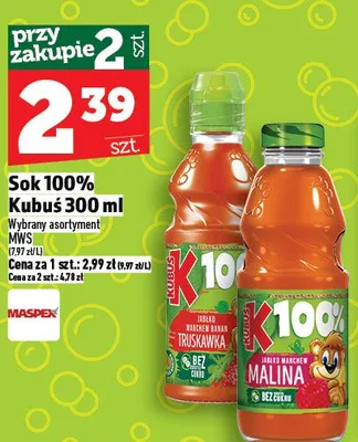 Sok 100% kubuś promocja w TOPAZ