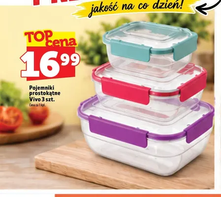 Pojemniki prostokątne 3-pak Vivo promocja w TOPAZ