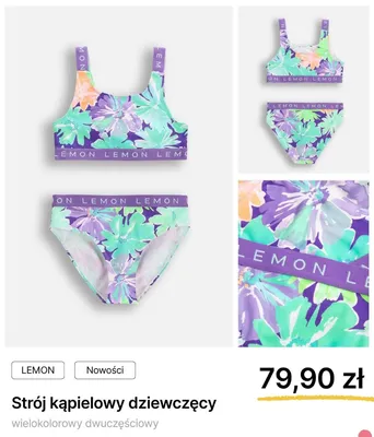 Strój kąpielowy dziewczęcy Coccodrillo Lemon wielokolorowy dwuczęściowy promocja w Coccodrillo
