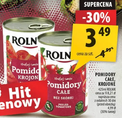 Pomidory całe krojone całe bez skórki promocja w Arhelan