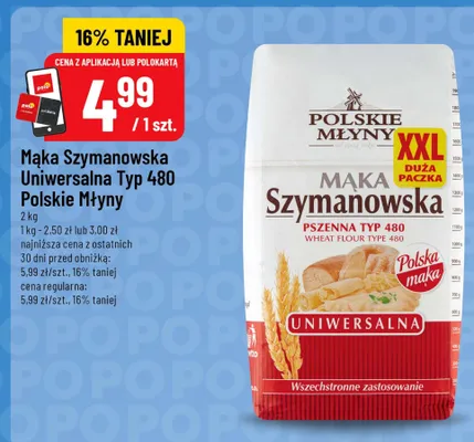 Mąka Szymanowska Uniwersalna Typ 480 Polskie Młyny promocja w POLOmarket