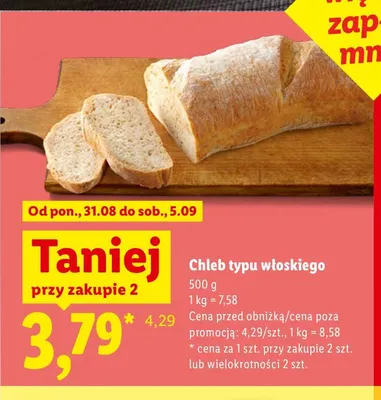Chleb typu włoskiego promocja w Lidl