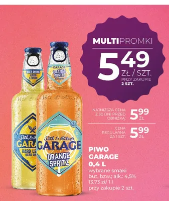 Piwo Garage Hard Lemon promocja w Duży Ben