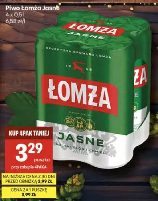 Piwo Łomża Jasne promocja w Delikatesy Centrum