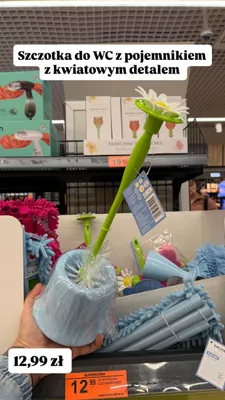 Szczotka do WC z pojemnikiem z kwiatowym detalem promocja w Biedronka