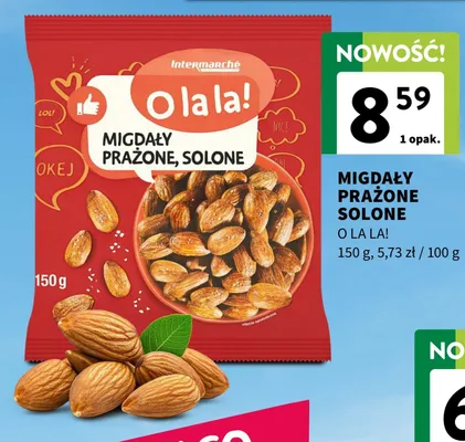 Migdały prażone, solone promocja w Intermarche