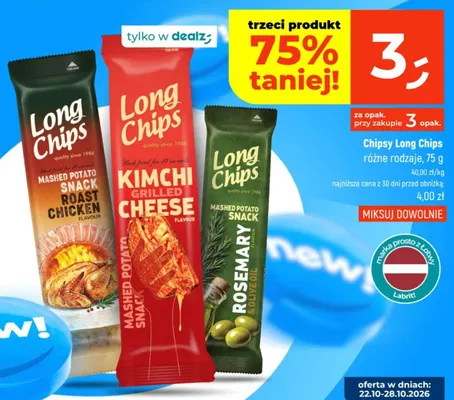 Chipsy Long Chips Rosemary & Olive Oil promocja w Dealz