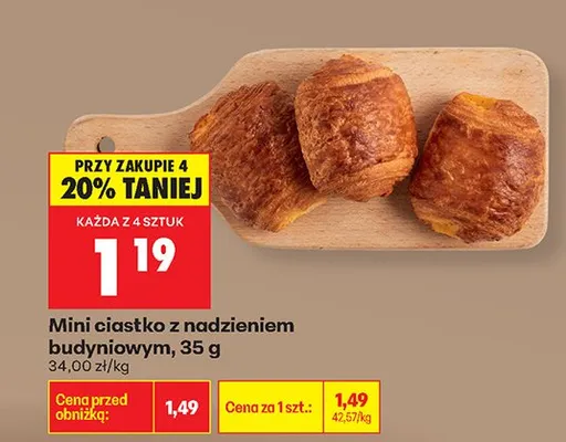 Mini ciastko z nadzieniem budyniowym promocja w Biedronka