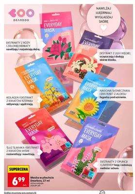 Maska w płachcie Dearboo Everyday Mask Collagen & Canola Flower promocja w Biedronka
