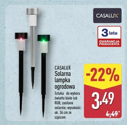 Solarna lampka ogrodowa Casalux promocja w Aldi