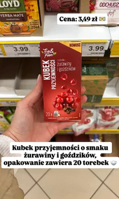 Herbata Tea&Fun kubek przyjemności o smaku żurawiny i goździków promocja w Dino