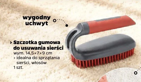 Szczotka gumowa do usuwania sierści 14,5x7x9 cm promocja w Netto