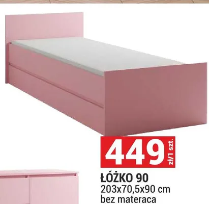 Łóżko 90 bez materaca promocja w Merkury Market