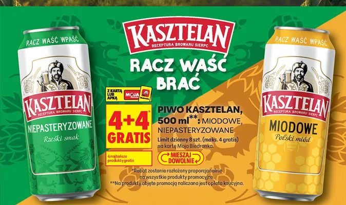 Piwo Kasztelan Niepasteryzowane promocja w Biedronka
