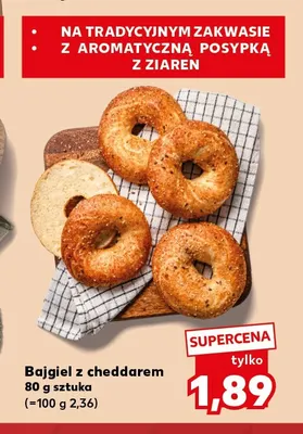 Bajgiel z cheddarem promocja w Kaufland