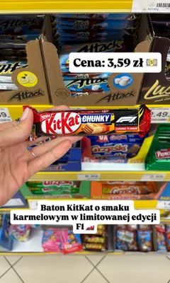 Baton KitKat Chunky Caramel Flavour F1 promocja w Dino