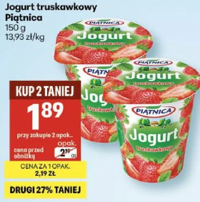 Jogurt truskawkowy promocja w Delikatesy Centrum
