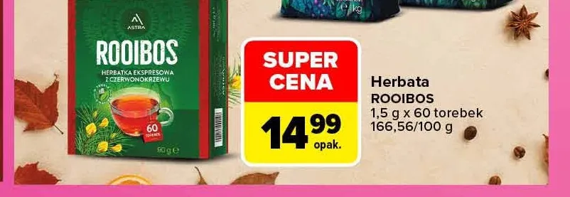 Herbata ekspresowa Rooibos Astra promocja w Carrefour