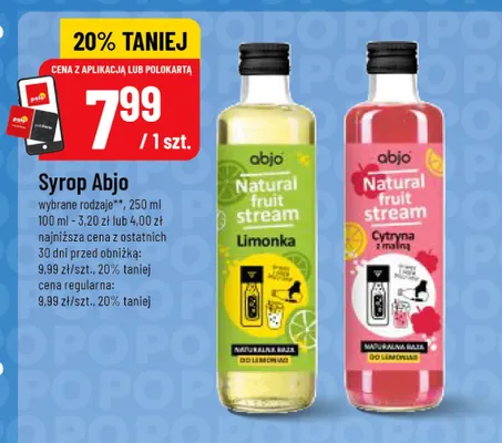 Syrop Abjo Natural Fruit Stream Cytryna z maliną promocja w POLOmarket