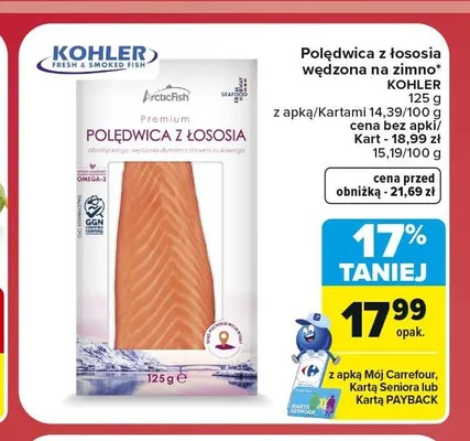 Polędwica z łososia wędzona na zimno Kohler promocja w Carrefour