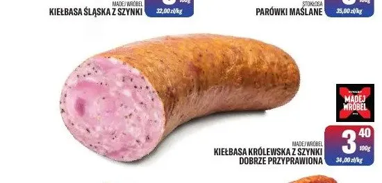 Kiełbasa królewska z szynki dobrze przyprawiona Madej Wróbel promocja w Tomi Markt