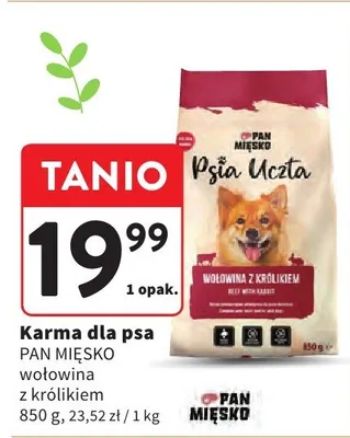 Karma dla psa wołowina z królikiem promocja w Intermarche