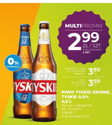 Piwo bezalkoholowe Tyskie 0,0% promocja w Duży Ben