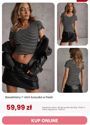 T-shirt bawełniany Renee Koszulka w paski promocja w Renee