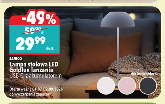Lampa stołowa LED Sanico Goldlux Tanzania promocja w Biedronka