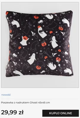 Poszewka z nadrukiem Ghosti 45x45 cm Home & You promocja w home&you