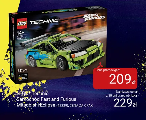 Klocki LEGO Technic Samochód Fast and Furious Mitsubishi Eclipse 42229 promocja w Smyk