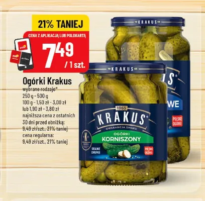 Ogórki konserwowe Krakus promocja w POLOmarket