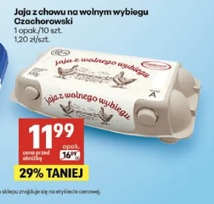 Jajka kurze z chowu na wolnym wybiegu Czachorowski promocja w Delikatesy Centrum