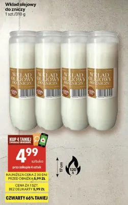 Wkład olejowy do zniczy promocja w Delikatesy Centrum