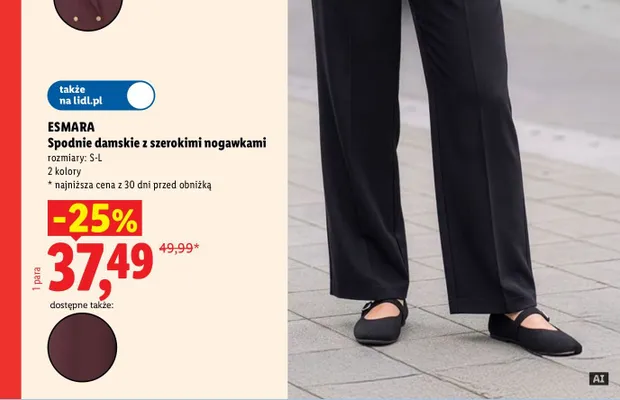 Spodnie damskie z szerokimi nogawkami Esmara promocja w Lidl