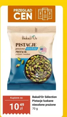 Pistacje łuskane niesolone prażone BakaD'Or Sélection promocja w Biedronka