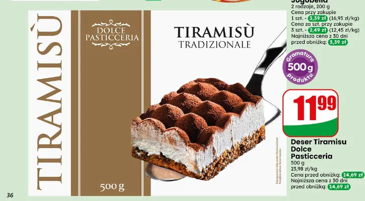 Deser Tiramisu Dolce Pasticceria promocja w Dino