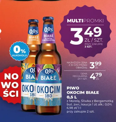 Piwo bezalkoholowe Okocim Białe Śliwka z Bergamotką promocja w Duży Ben