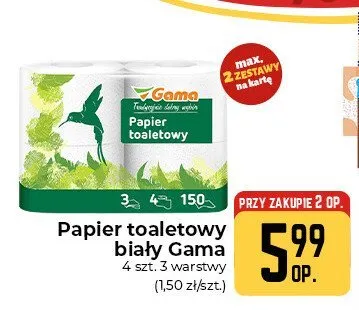 Papier toaletowy biały Gama promocja w Społem Częstochowa