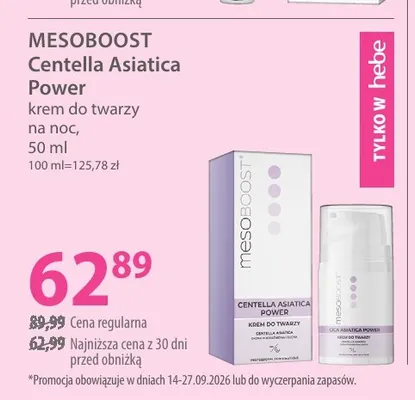 Krem do twarzy na noc Centella Asiatica Power Mesoboost promocja w Hebe