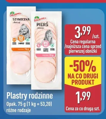 Plastry rodzinne Szyneczka z warzywami Drobimex promocja w Aldi