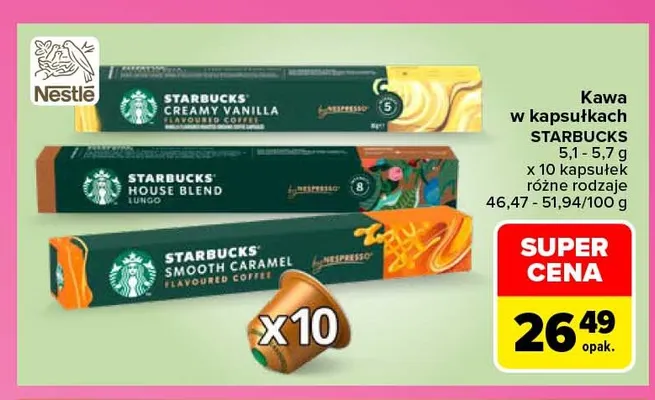 Kawa w kapsułkach Starbucks Smooth Caramel promocja w Carrefour