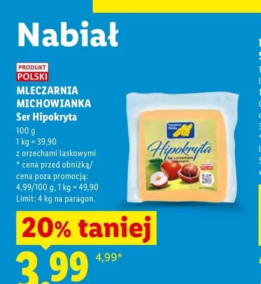 Ser Hipokryta z orzechami laskowymi Mleczarnia Michowianka promocja w Lidl